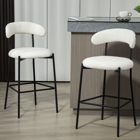 Counter Height Bar Stools Teddy Fabric Cover Kitchen Island Counter Bar Stool With Footrest