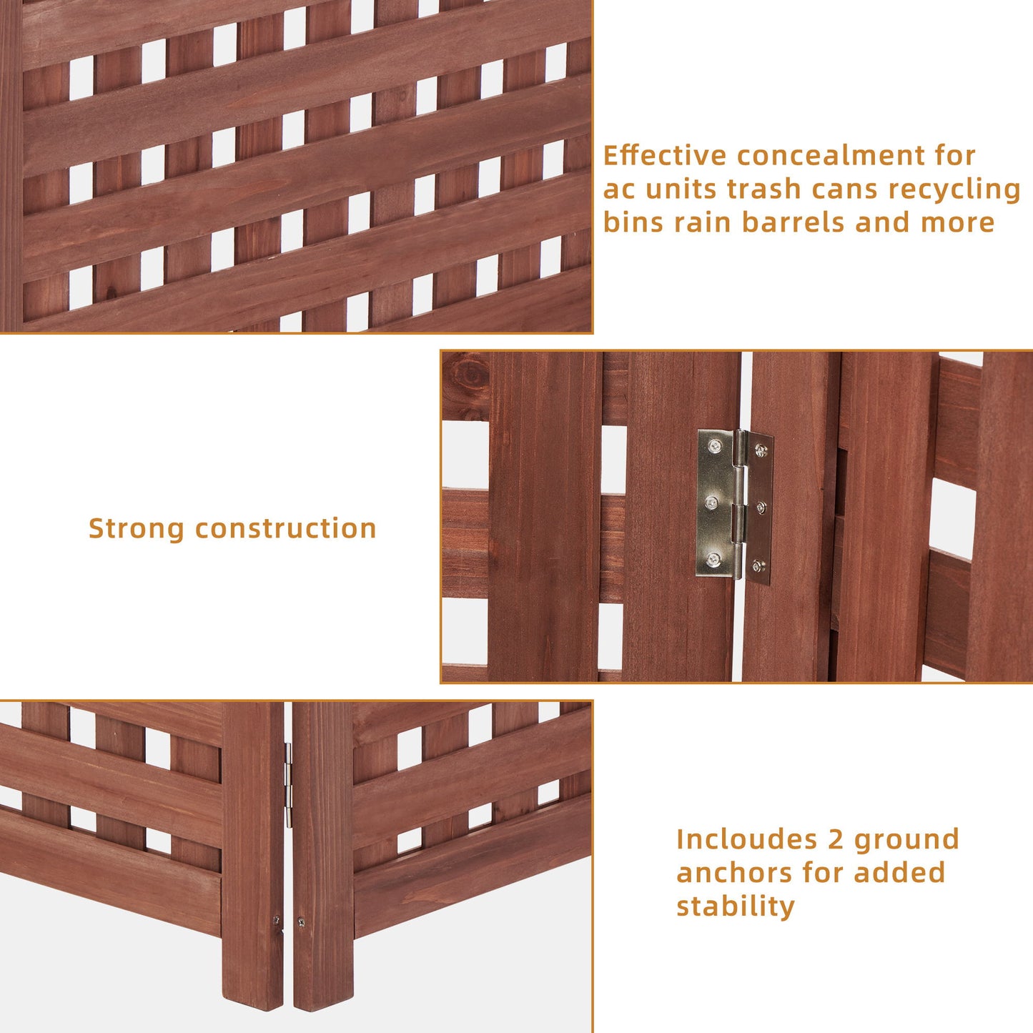 Air Conditioner Fence Screen Outside, Cedar Privacy Fence 3 Panels To Hide Ac & Trash Enclosure