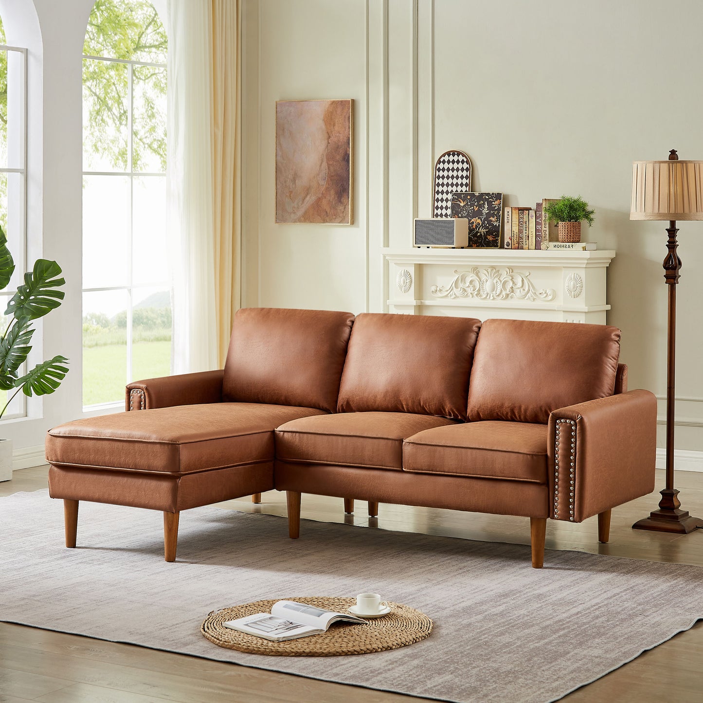 L-Shape Sofa Couch With Chais Mid-Century, Strong Leg And Design That Will Complement Any Living Space, Left Chaise