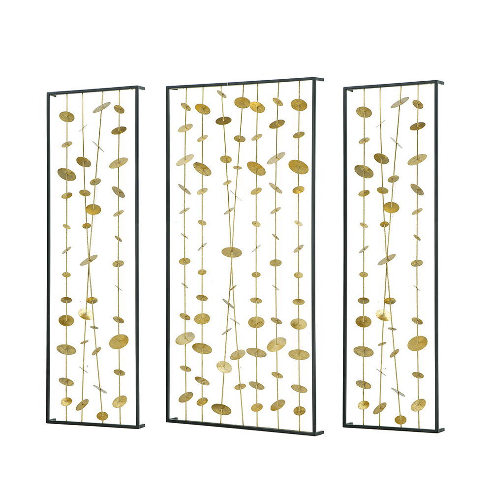 Metal Decorative Wall Art With Frame, Wall Decor For Living Room Bedrrom Entryway Office (Set of 3) - Gold