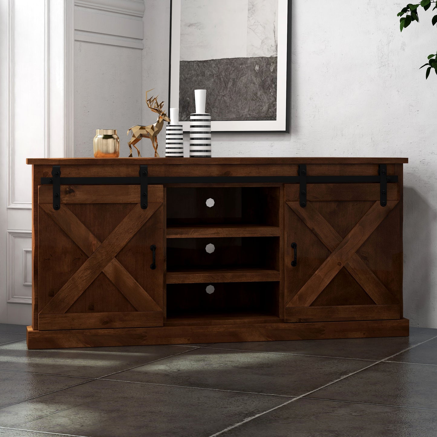 Farmhouse - Corner TV Stand - Aged Whiskey