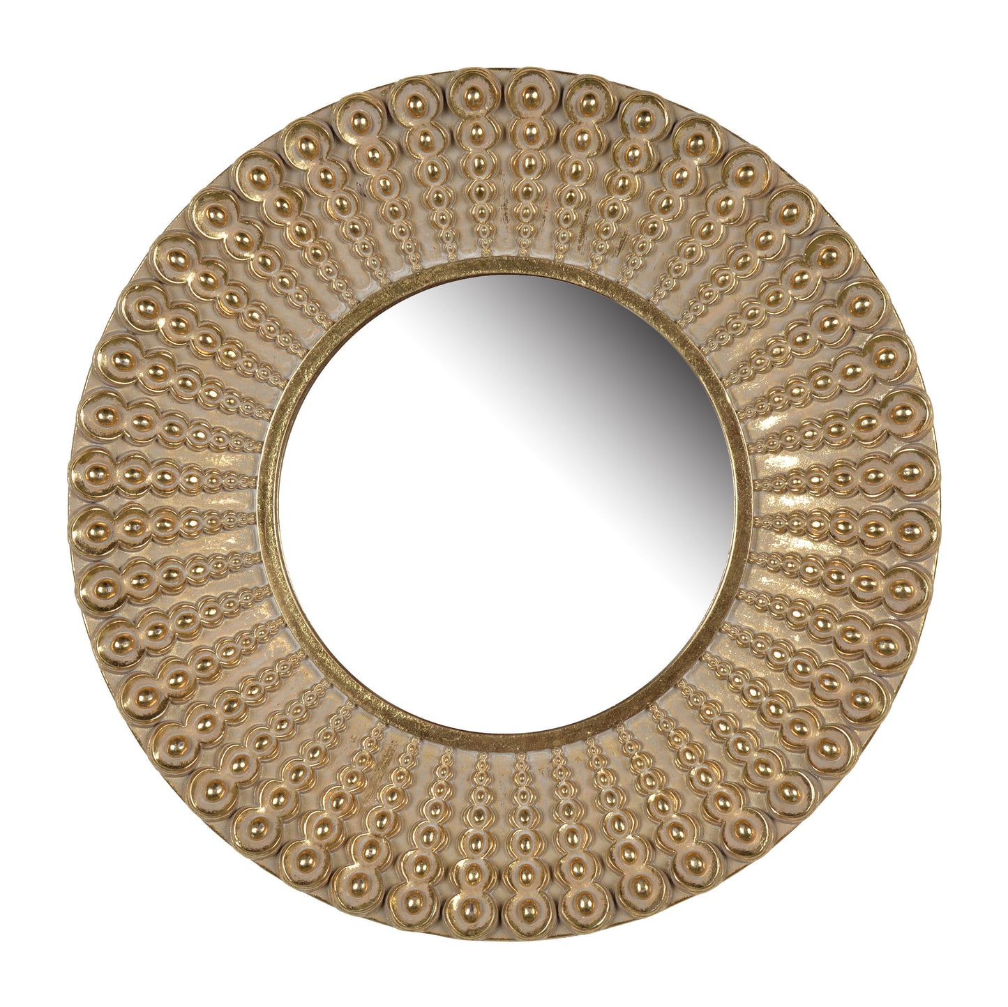 Beaded Sunburst Mirror, Round Accent Wall Mirror For Living Room, Entryway, Bathroom, Office, Foyer - Gold