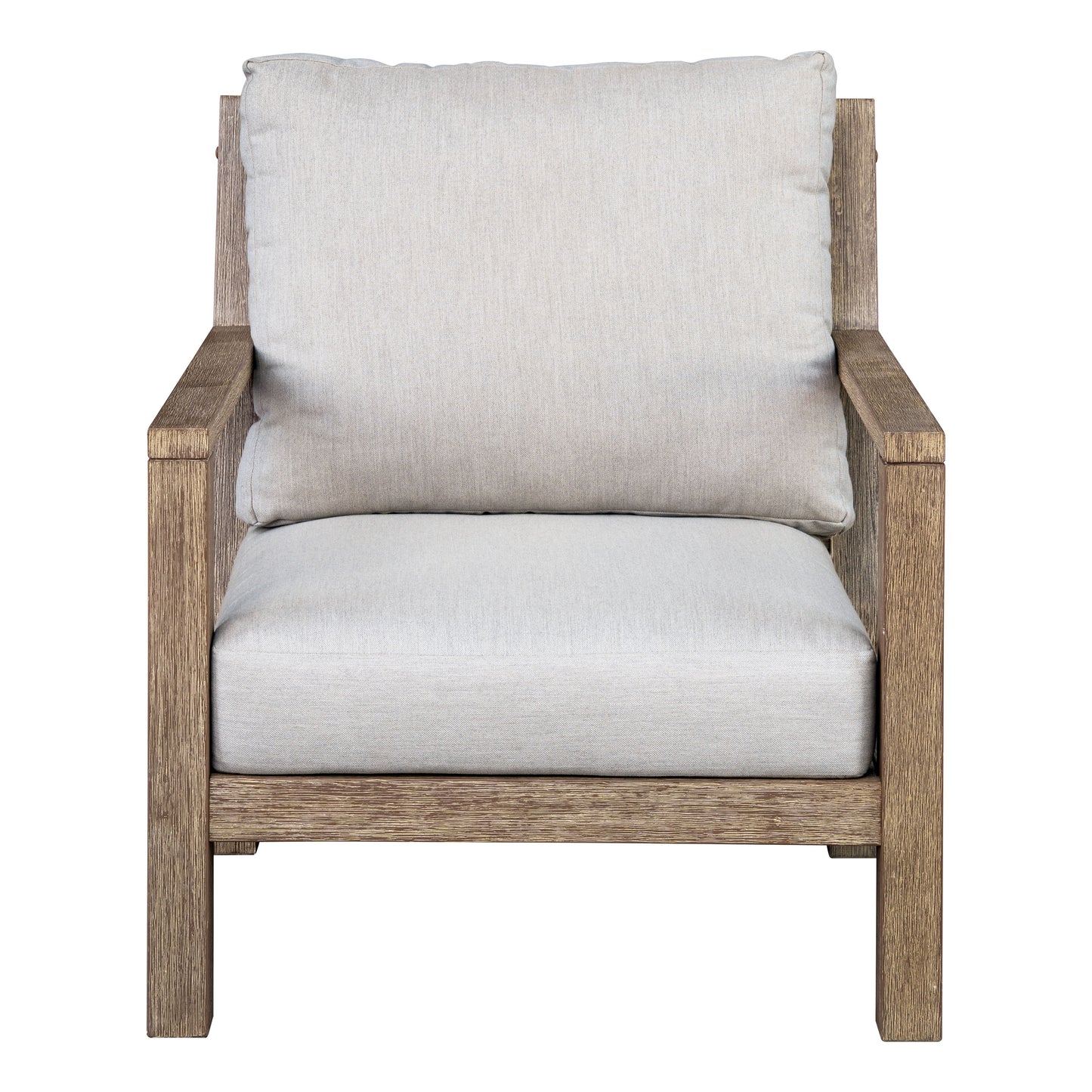 Acacia Wood Club Chair With Cushion - Light Brown