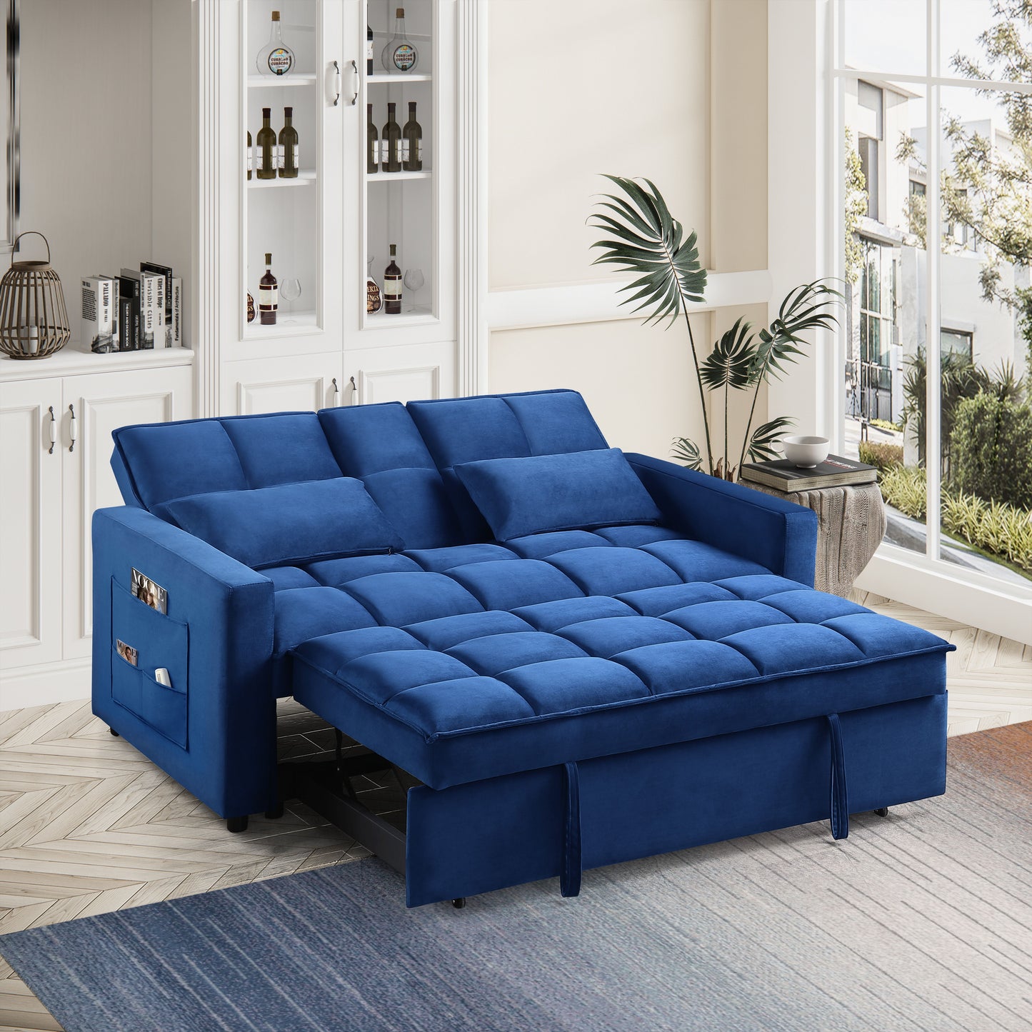 66.25'' Velvet Pull Out Sofa Sectional