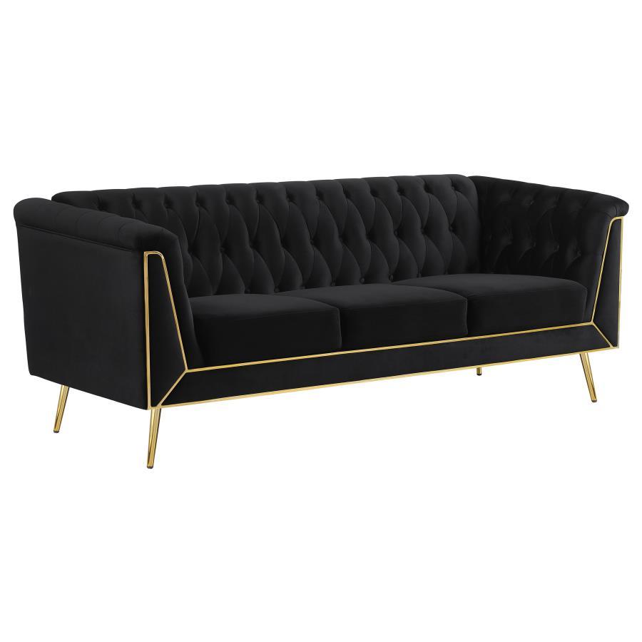 Holly - Tuxedo Arm Tufted Back Sofa - Black