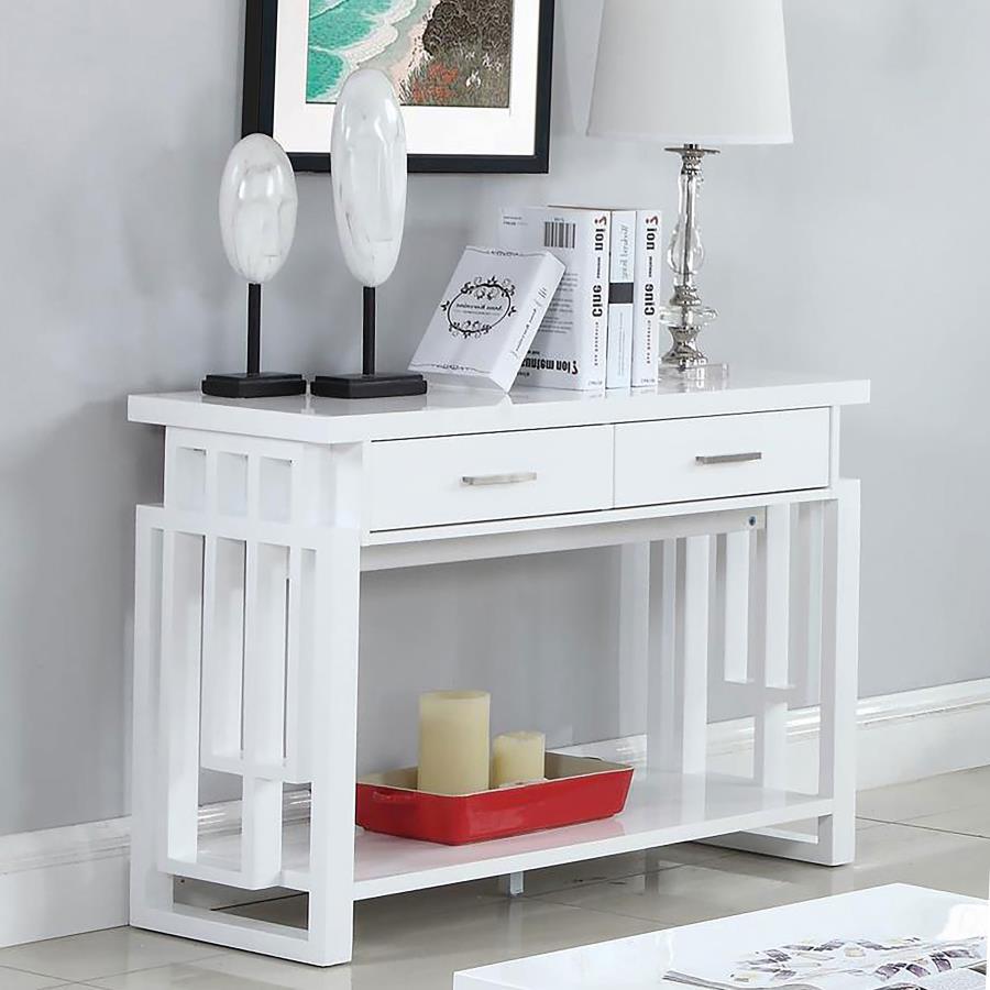 Schmitt - Rectangular 2-Drawer Sofa Table - High Glossy White