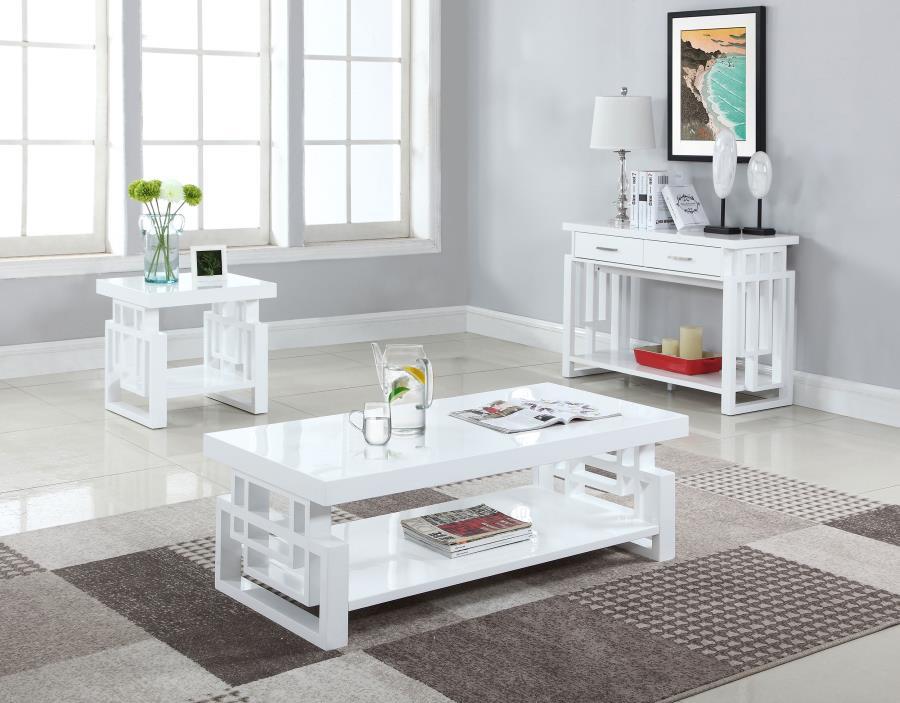 Schmitt - Rectangular 2-Drawer Sofa Table - High Glossy White