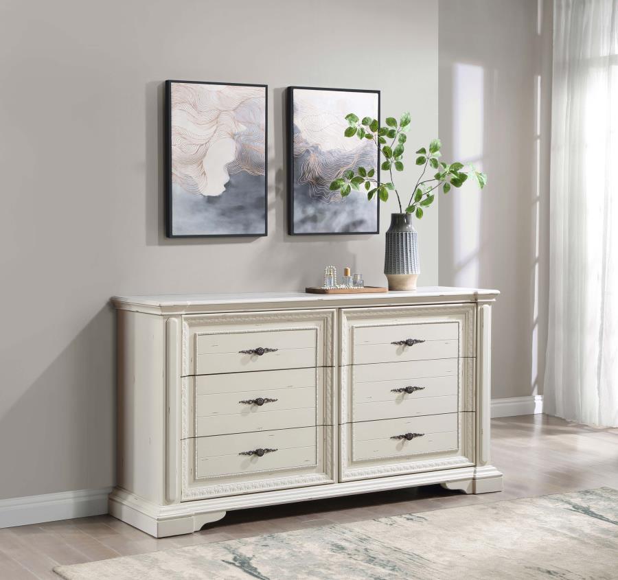 Evelyn - 6-Drawer Dresser - Antique White
