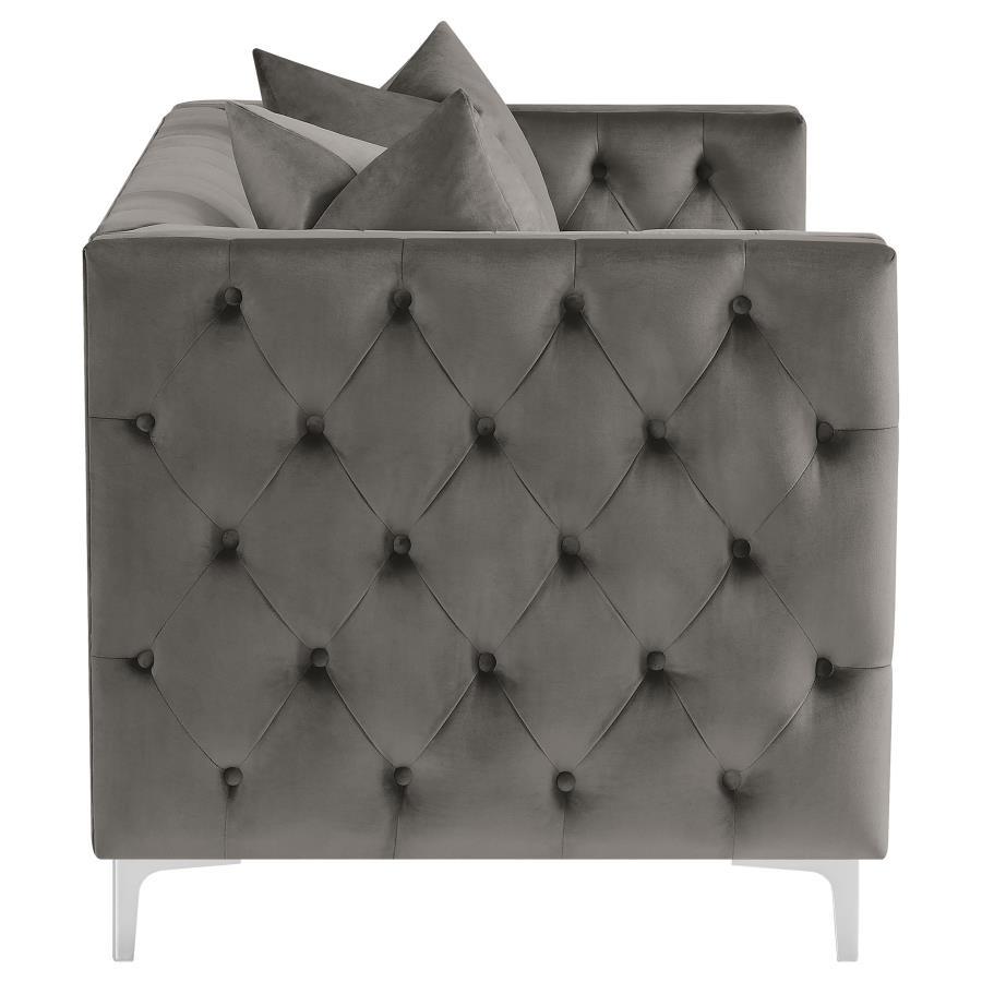 Phoebe - Tufted Tuxedo Arms Loveseat - Urban Bronze