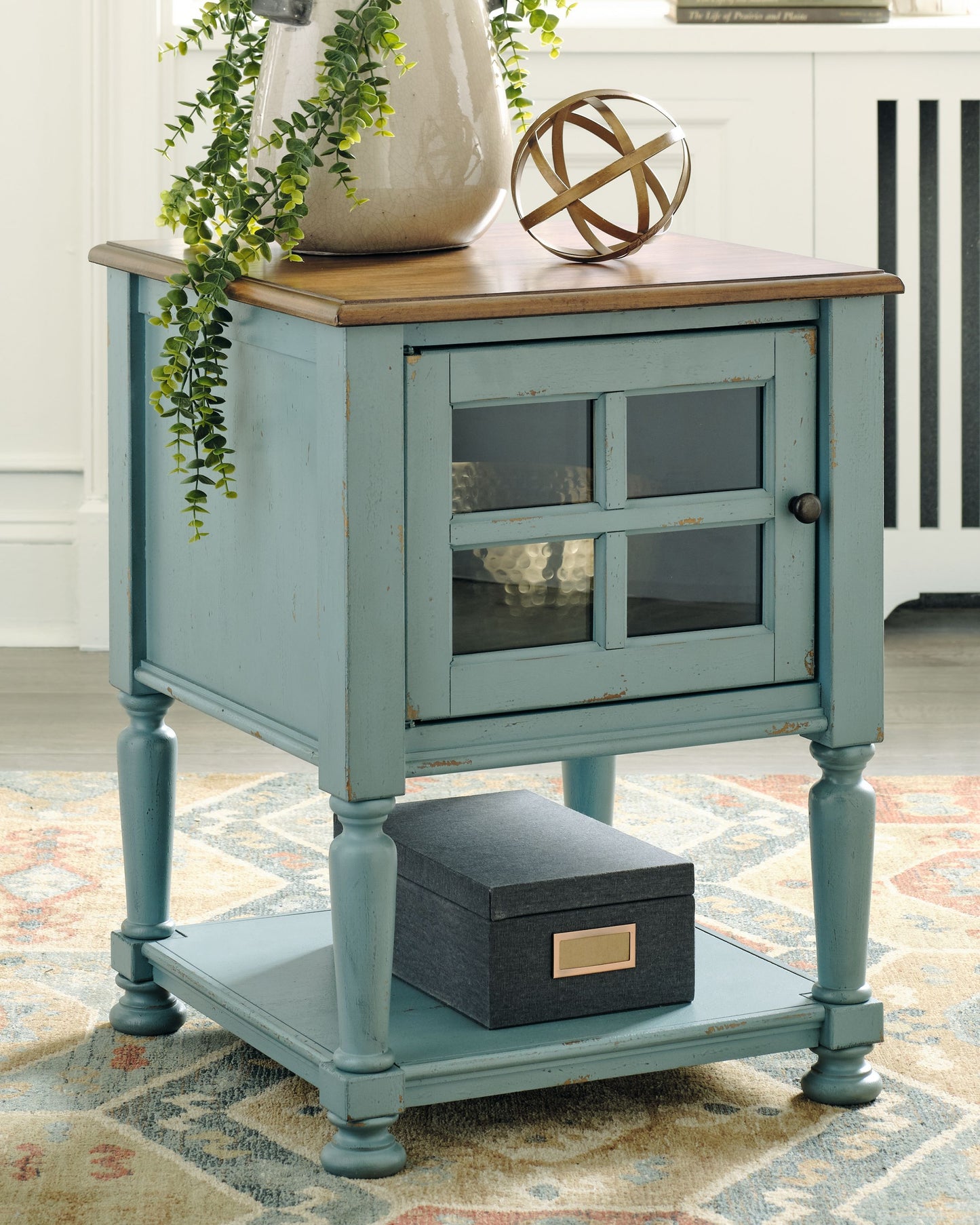 Mirimyn - Teal / Brown - Accent Cabinet