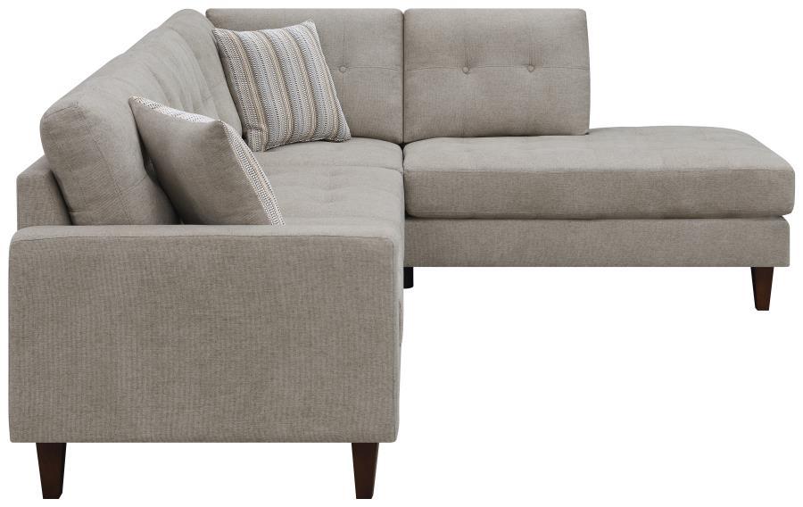 Barton - Upholstered Tufted Sectional - Toast And Brown