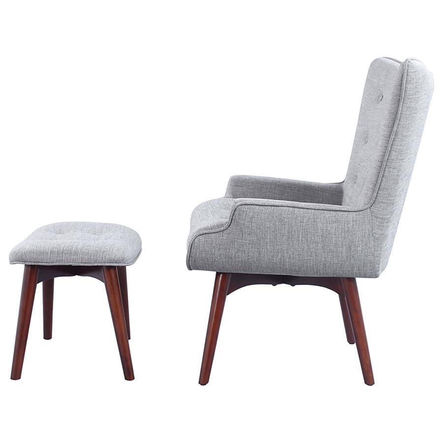 Willow - Upholstered Accent Chair With Ottoman - Gray and Brown