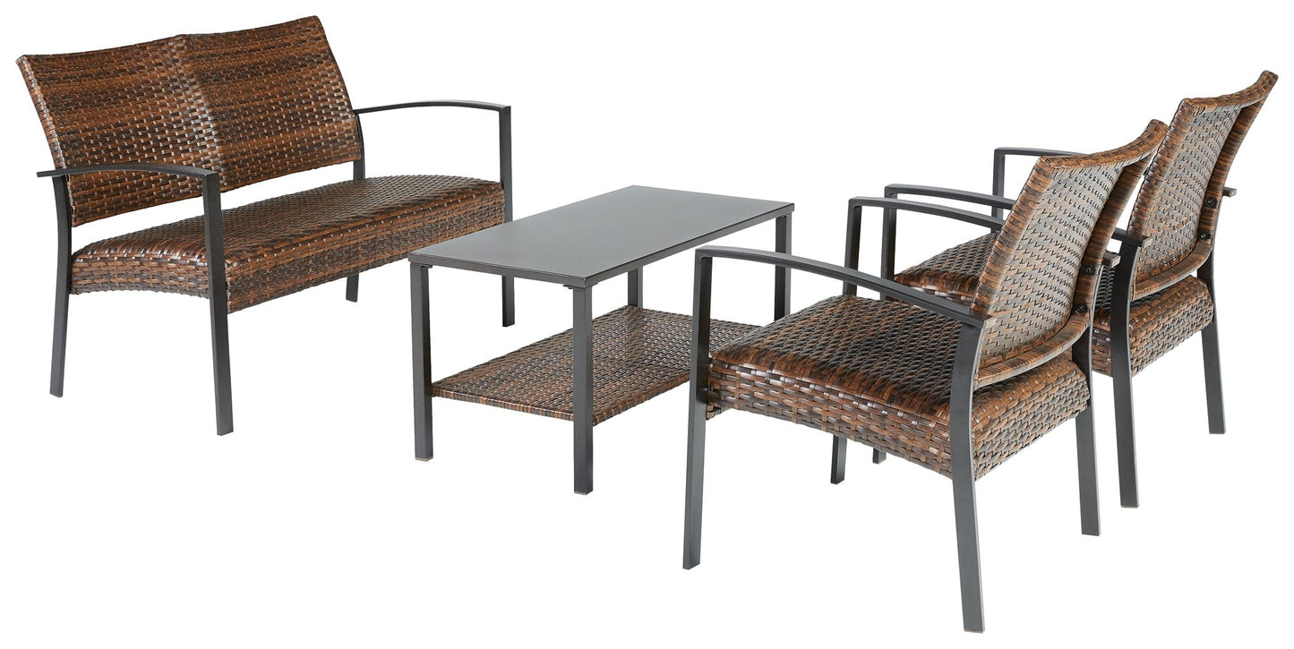 Zariyah - Dark Brown - Love/Chairs/Table Set (Set of 4)