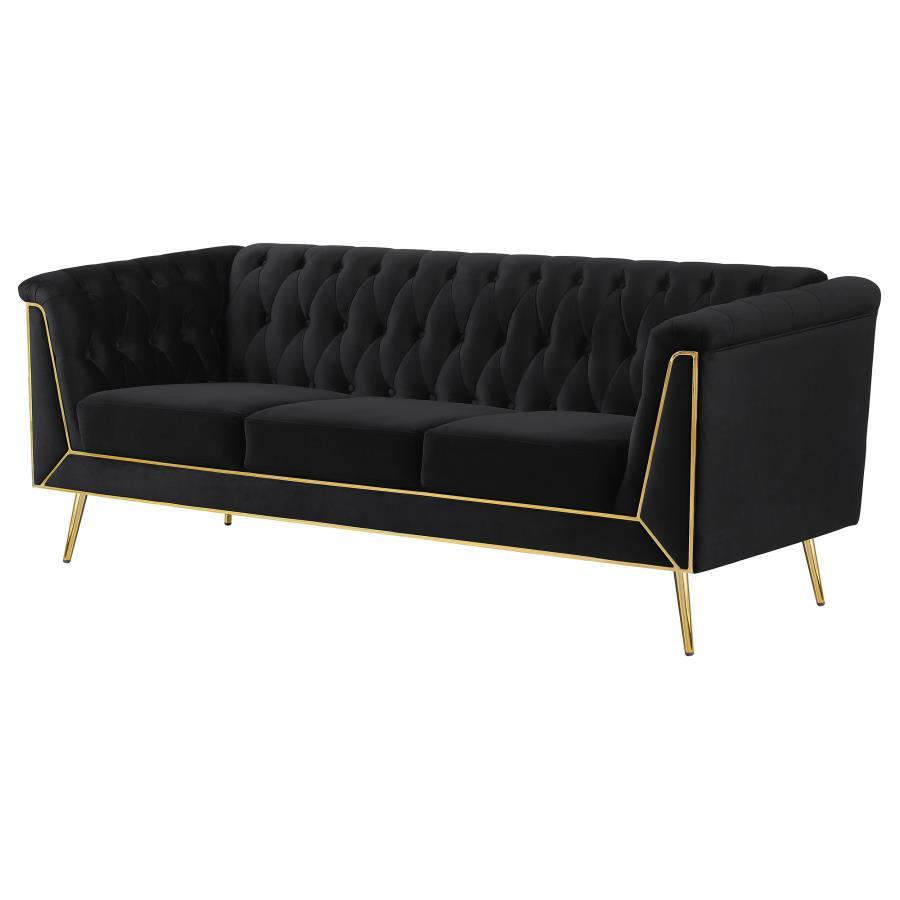 Holly - Tuxedo Arm Tufted Back Sofa - Black