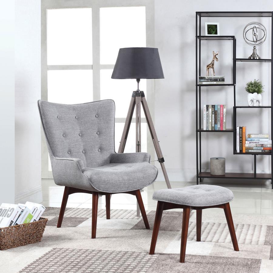 Willow - Upholstered Accent Chair With Ottoman - Gray and Brown