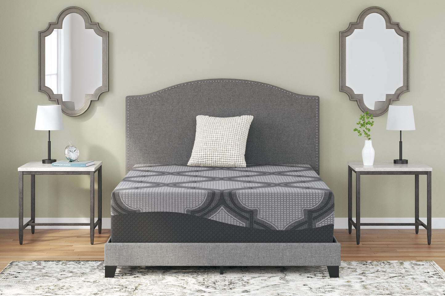 Ashley - Dark Gray - Queen Mattress - Hybrid 1400