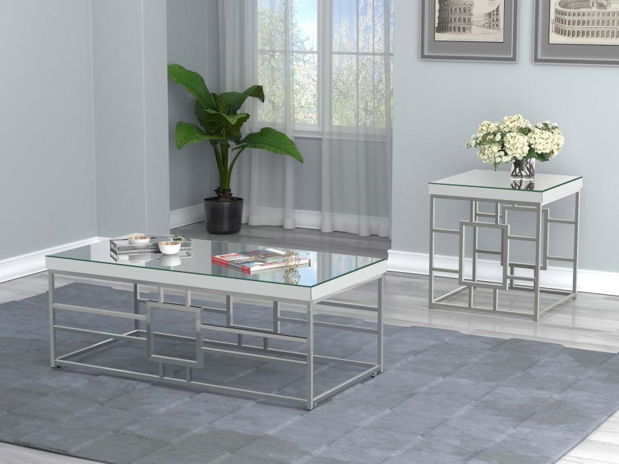 Dafina - Geometric Frame Rectangular Coffee Table - Chrome