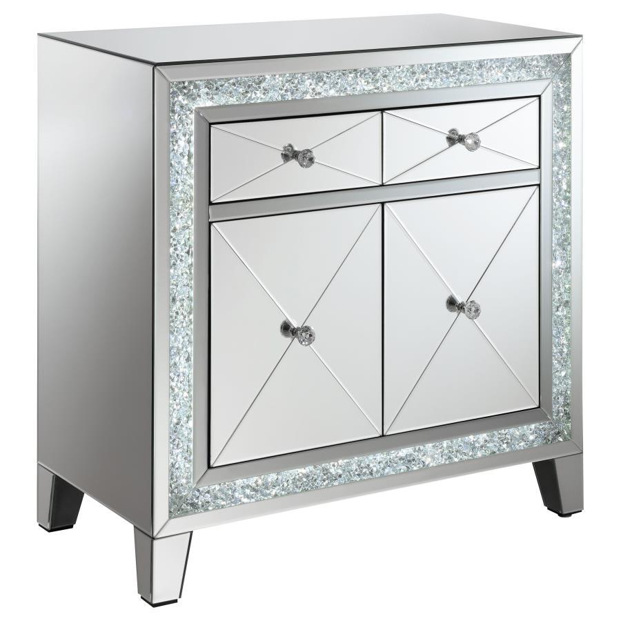 Arwen - 2-Drawer Accent Cabinet - Clear Mirror With Led Lighting