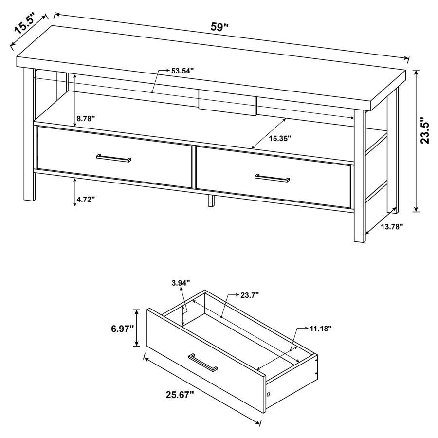 Ruston - 3-drawer Weathered Pine TV Console