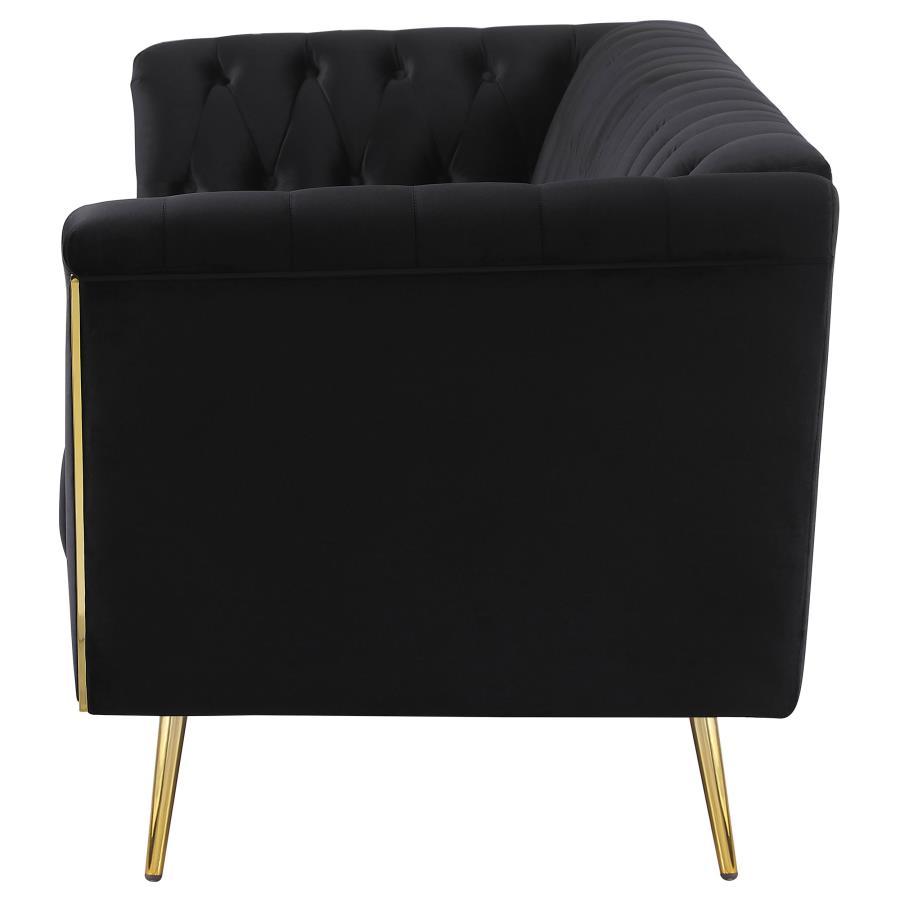 Holly - Tuxedo Arm Tufted Back Sofa - Black