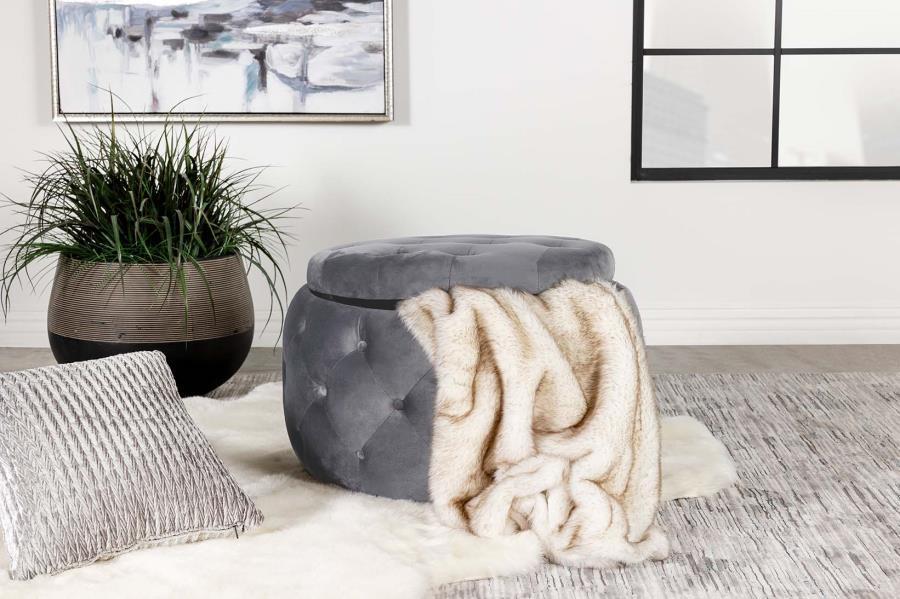 Angelina - Tufted Storage Round Ottoman