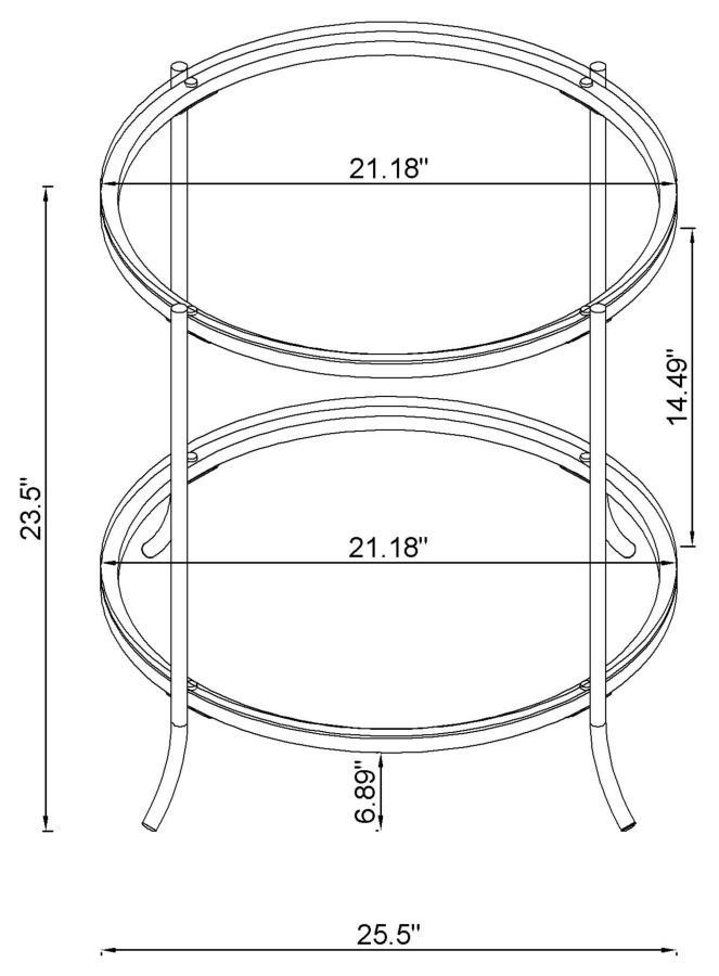 Laurie - Round Glass Top End Table - Black Nickel And Clear