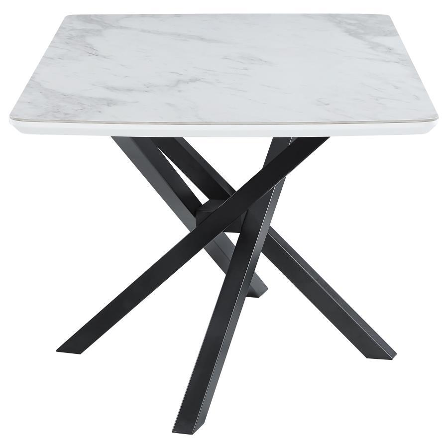 Paulita - Rectangular Dining Table - White And Gunmetal