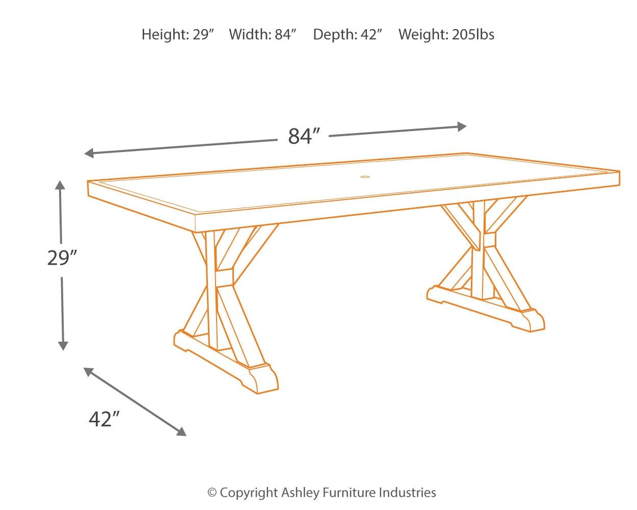 Beachcroft - Beige - Rect Dining Table W/Umb Opt