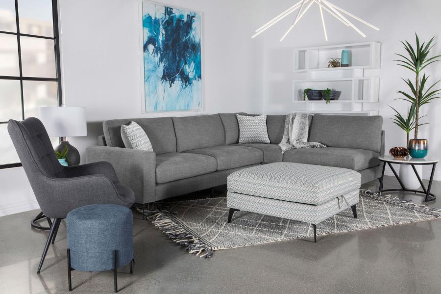 Clint - Upholstered Sectional With Loose Back Gray