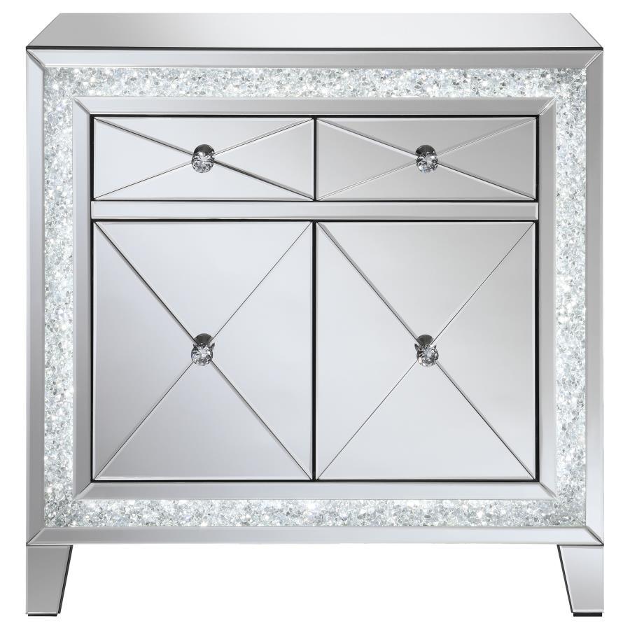 Arwen - 2-Drawer Accent Cabinet - Clear Mirror With Led Lighting