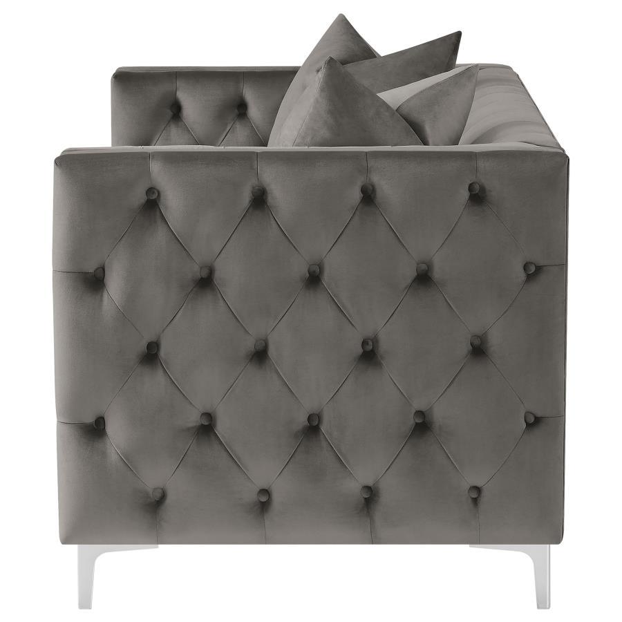 Phoebe - Tufted Tuxedo Arms Loveseat - Urban Bronze