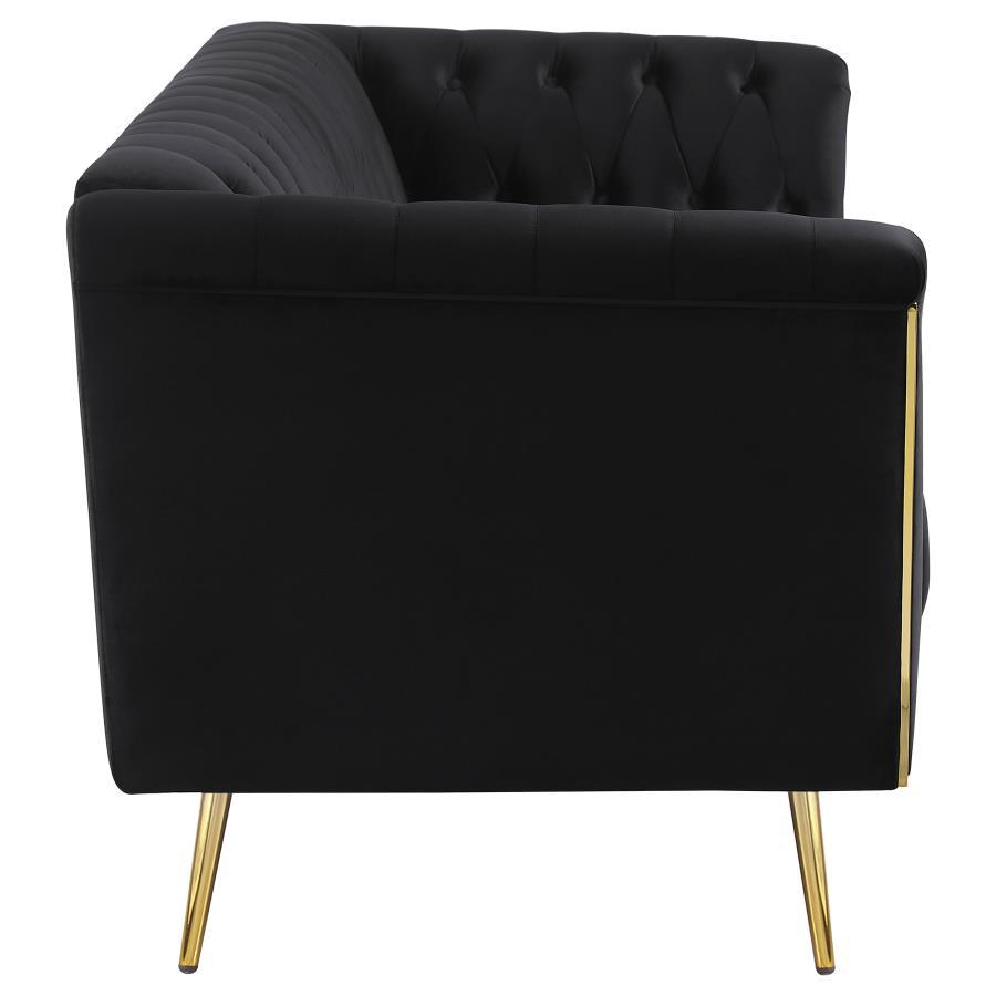 Holly - Tuxedo Arm Tufted Back Sofa - Black