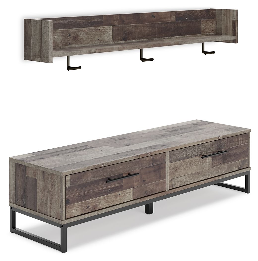 Neilsville - Multi Gray - Bench With Coat Rack