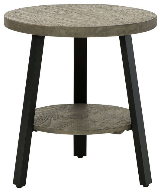 Brennegan - Gray / Black - Round End Table