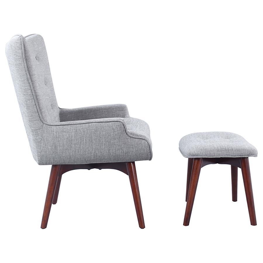 Willow - Upholstered Accent Chair With Ottoman - Gray and Brown