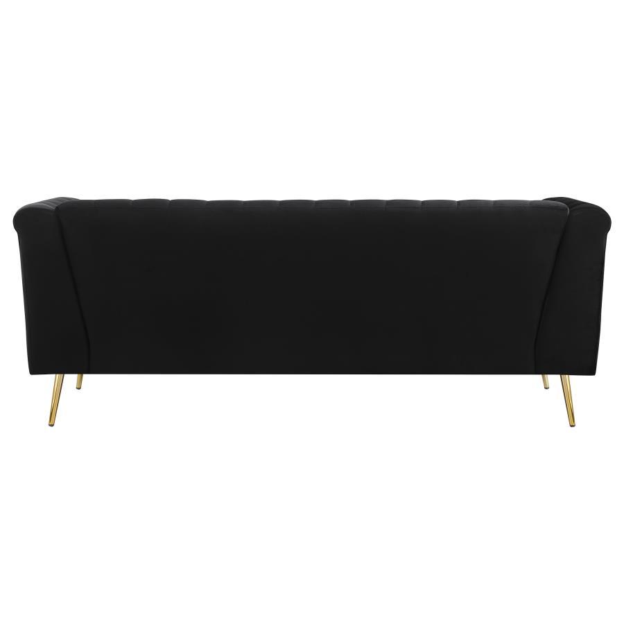 Holly - Tuxedo Arm Tufted Back Sofa - Black