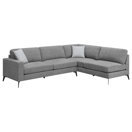 Clint - Upholstered Sectional With Loose Back Gray