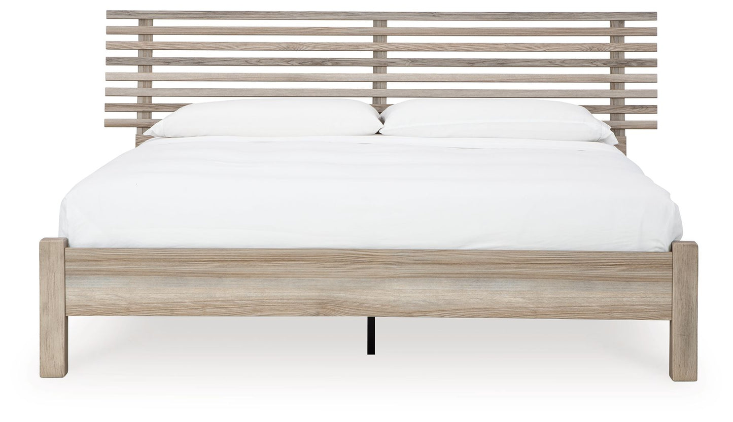 Hasbrick - Tan - King Slat Panel Bed