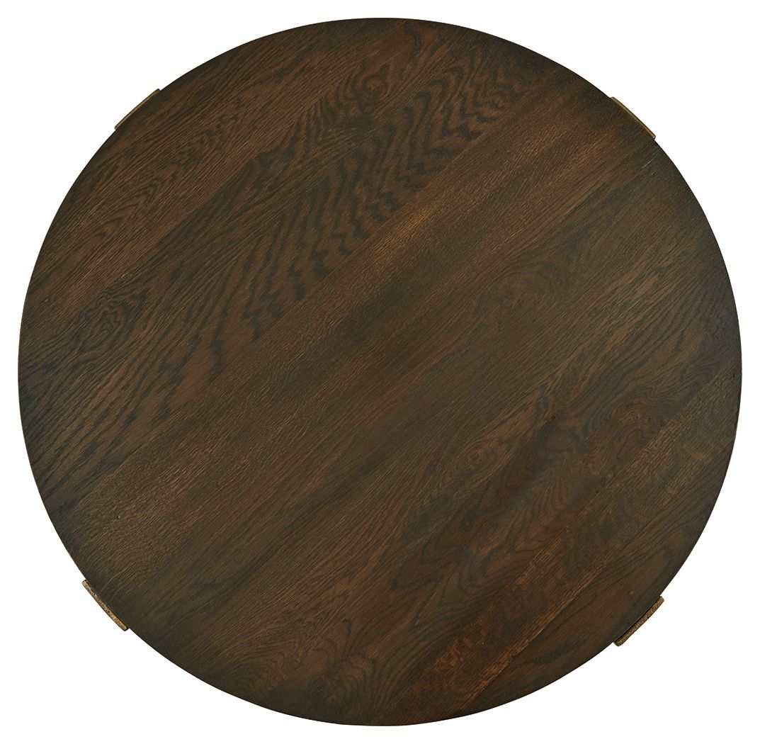 Balintmore - Brown / Gold Finish - Round Cocktail Table