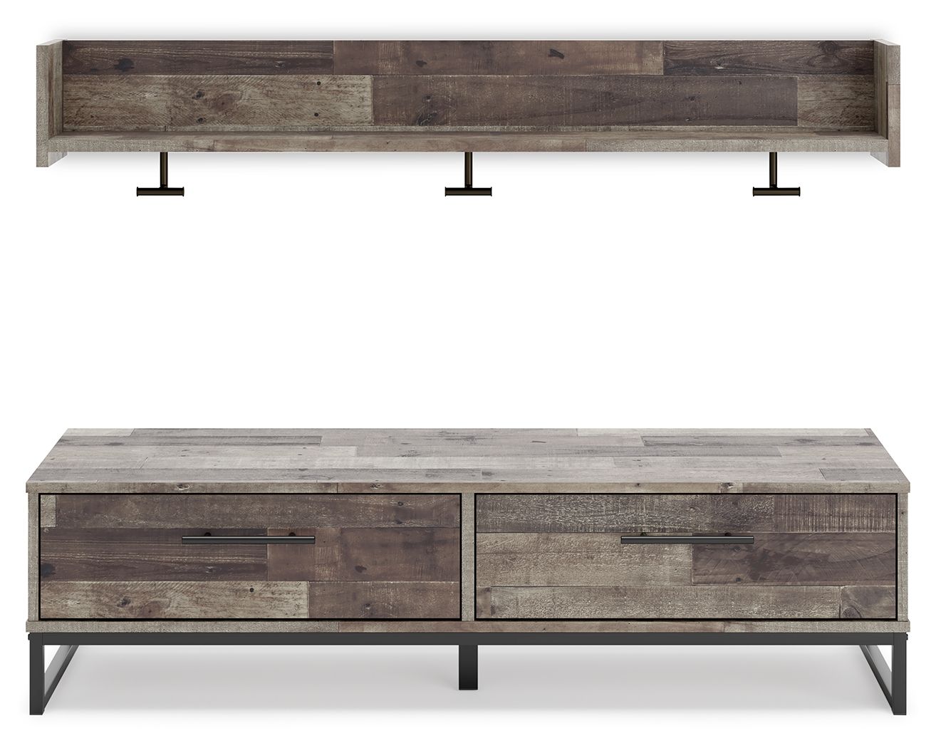 Neilsville - Multi Gray - Bench With Coat Rack