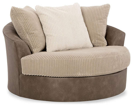 Keskin - Sand - Oversized Swivel Accent Chair