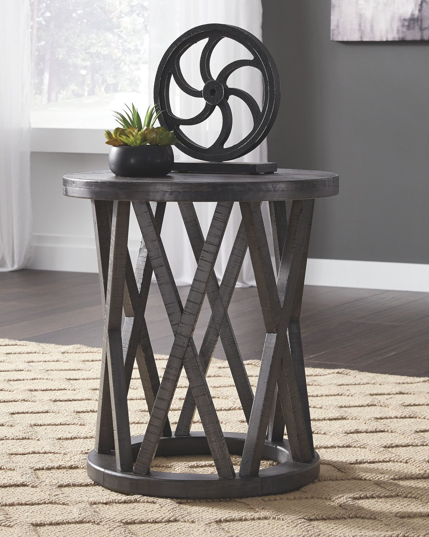 Sharzane - Grayish Brown - Round End Table