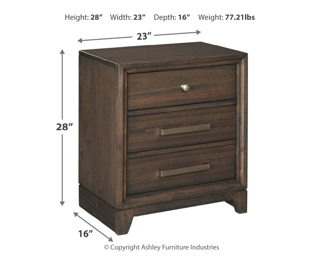 Brueban - Brown - Three Drawer Night Stand