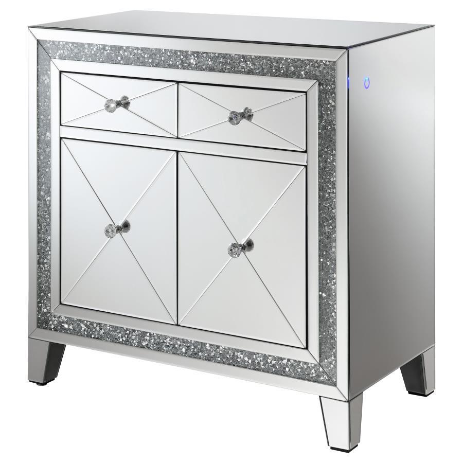 Arwen - 2-Drawer Accent Cabinet - Clear Mirror With Led Lighting