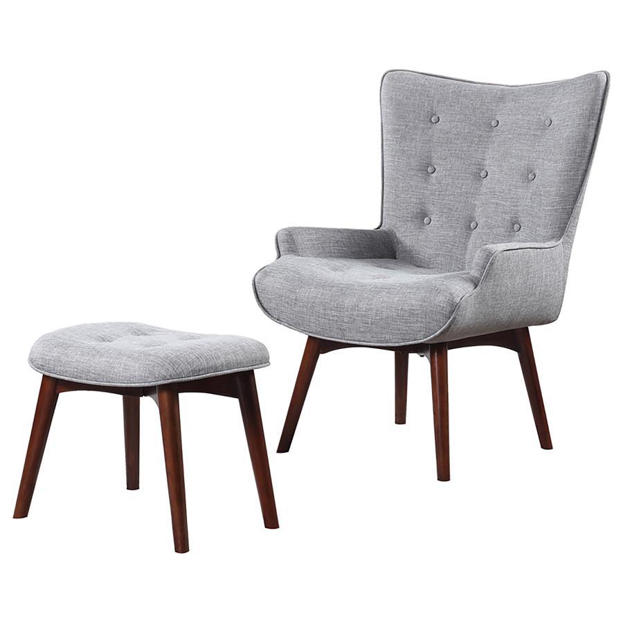 Willow - Upholstered Accent Chair With Ottoman - Gray and Brown