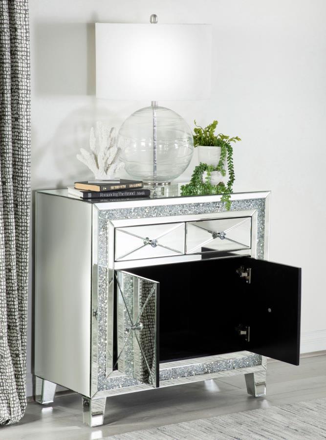 Arwen - 2-Drawer Accent Cabinet - Clear Mirror With Led Lighting