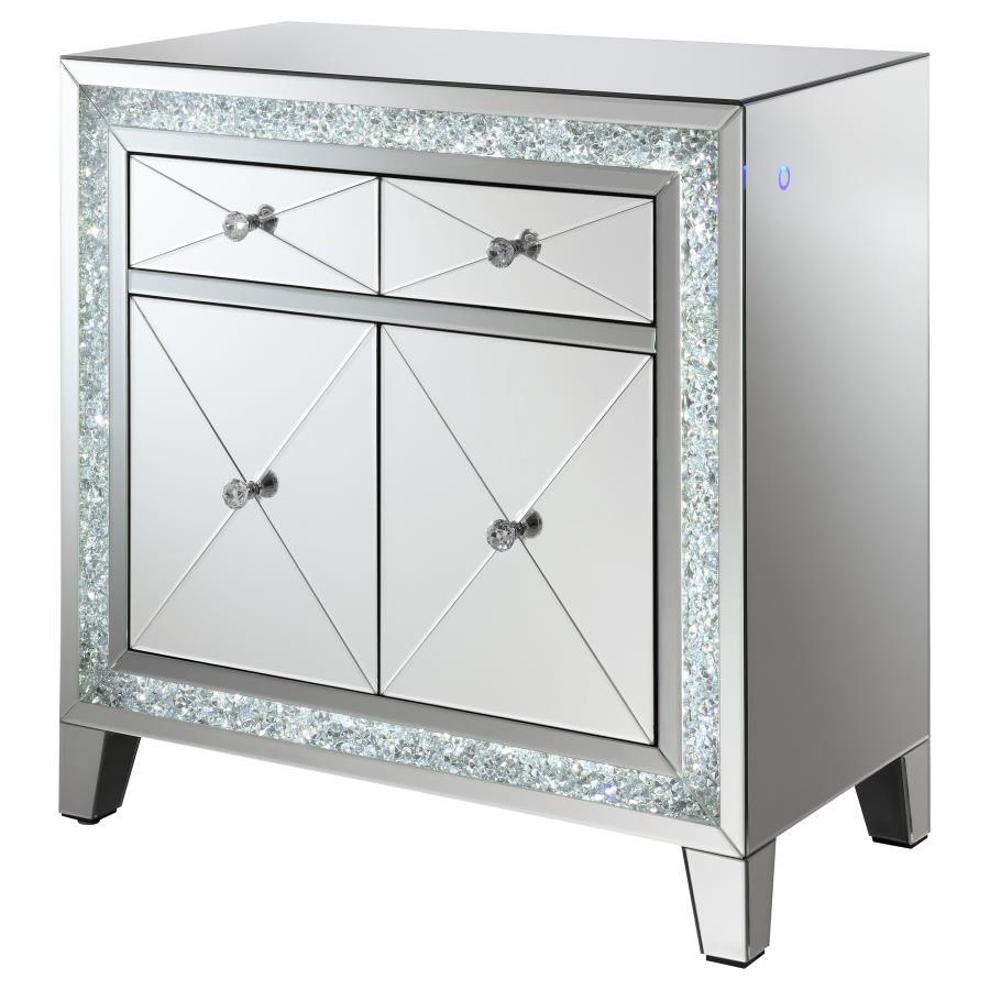 Arwen - 2-Drawer Accent Cabinet - Clear Mirror With Led Lighting