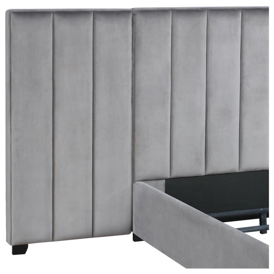 Arles - Vertical Channeled Tufted Wall Panel - Gray