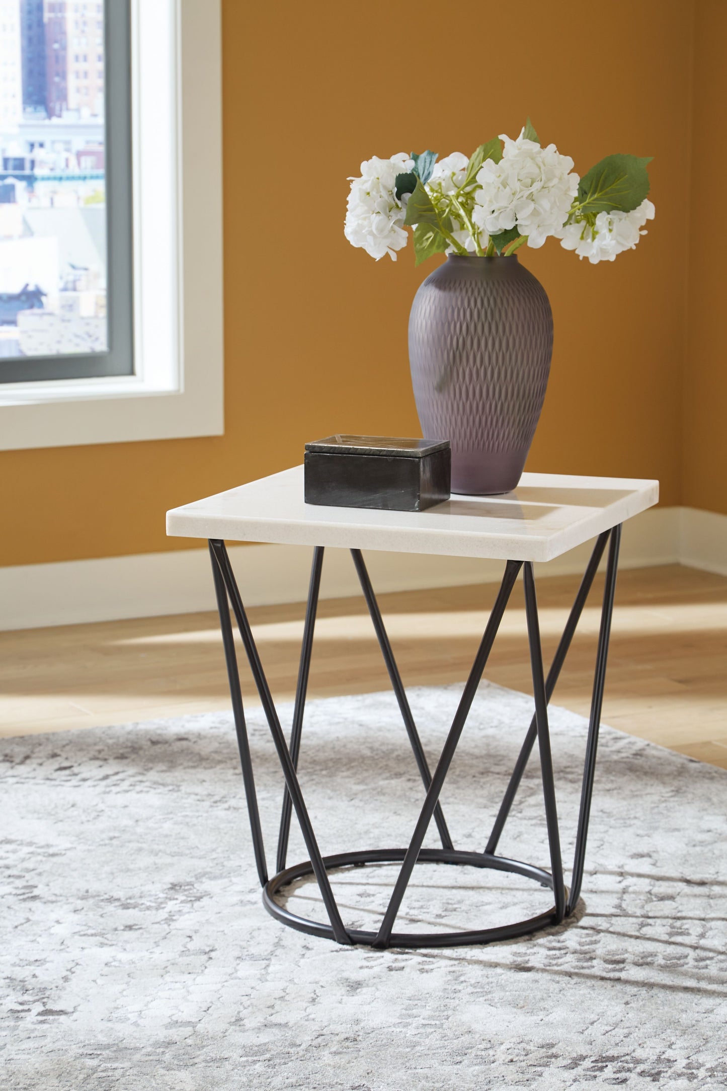 Vancent - White / Black - Square End Table