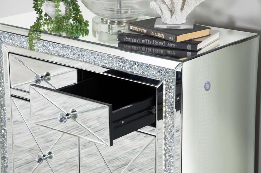 Arwen - 2-Drawer Accent Cabinet - Clear Mirror With Led Lighting